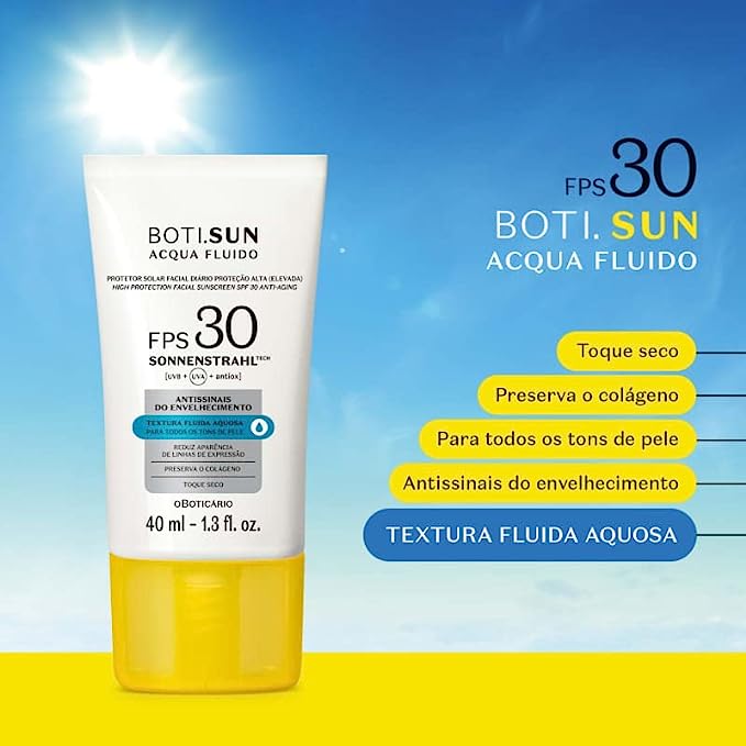 BOTI.SUN protezione solare viso anti-untuosità Acqua Fluida SPF30 40 ml